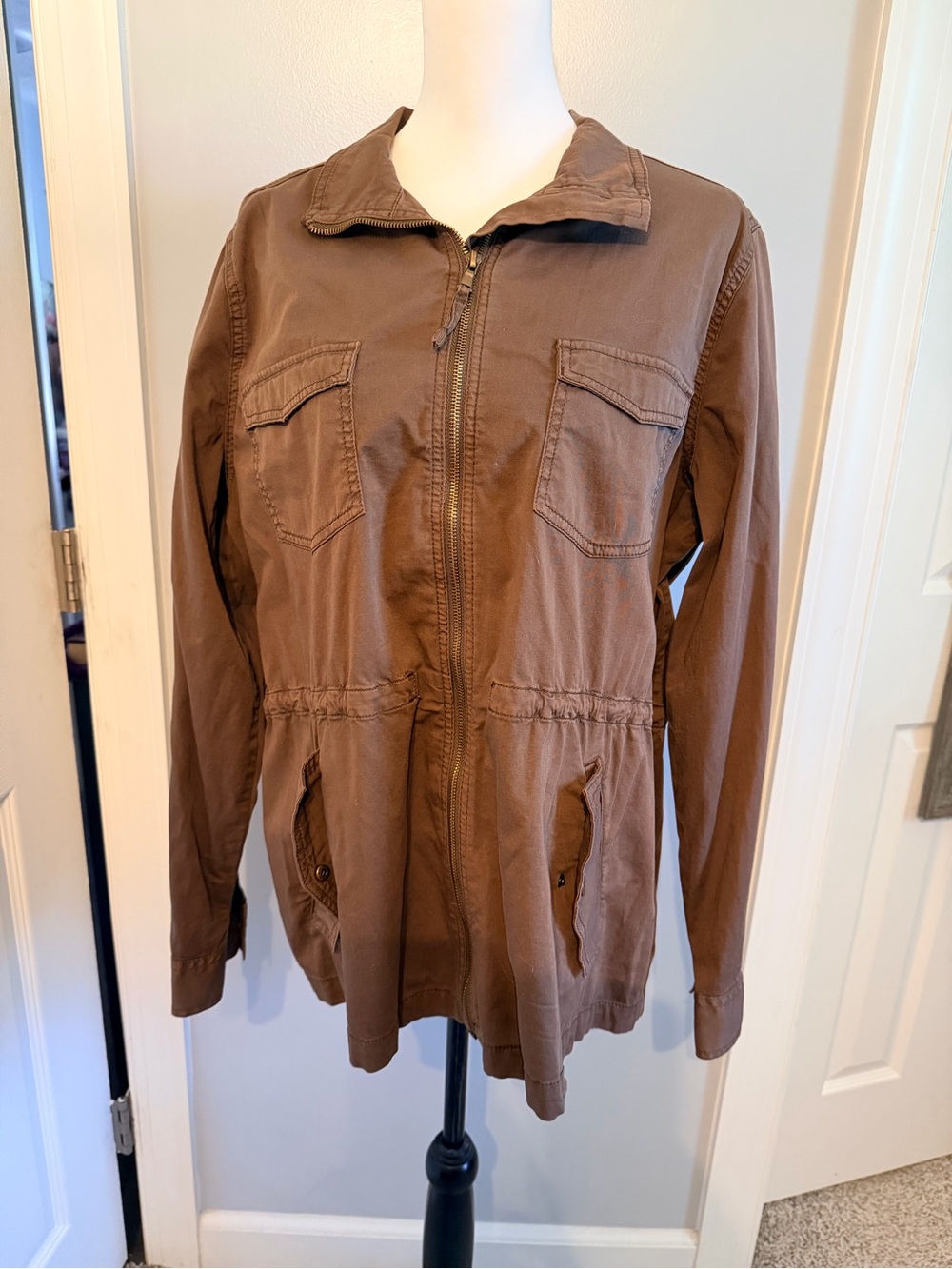 Sonoma Chocolate Brown Zip-Front Utility Jacket
